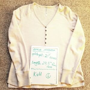 Kuhl Thermal Henley Off White Button Placket L